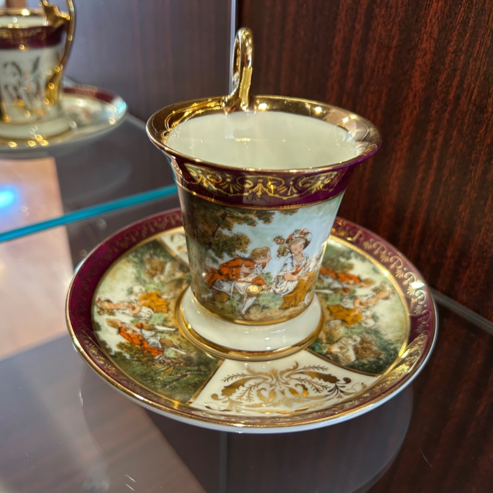 KPM Porcelain Coffee Cup and Saucer Courting Scene - Picture 6 of 12
